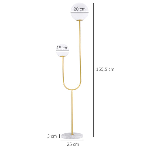 Rootz Metal Floor Lamp - Gold Floor Lamp - Elegant Lighting - Adds Elegance - 33 x 25 x 155.5 cm