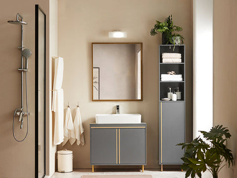 Rootz Tall Bathroom Cabinet - Storage Organizer - Bathroom Shelf - Adjustable Shelves - Water-Resistant Metal Legs - Anti-Tip Safety Feature - 35cm x 170cm x 35cm