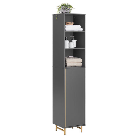 Rootz Tall Bathroom Cabinet - Storage Organizer - Bathroom Shelf - Adjustable Shelves - Water-Resistant Metal Legs - Anti-Tip Safety Feature - 35cm x 170cm x 35cm
