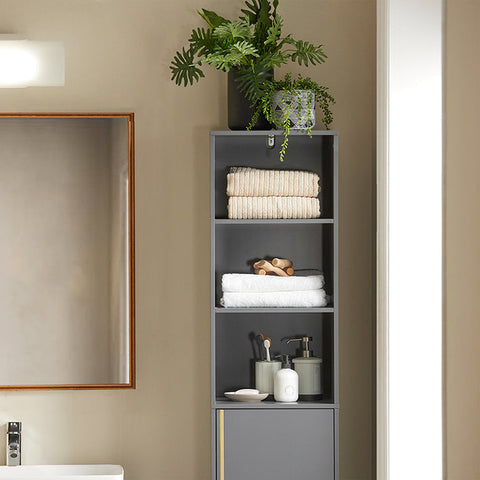 Rootz Tall Bathroom Cabinet - Storage Organizer - Bathroom Shelf - Adjustable Shelves - Water-Resistant Metal Legs - Anti-Tip Safety Feature - 35cm x 170cm x 35cm