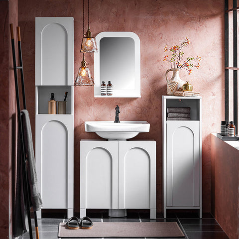 Rootz Wall Mirror Shelf - Bathroom Shelf - Storage Rack - Timeless Design - 38x54x9cm