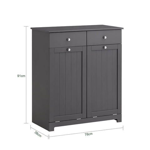 Rootz Linen Cupboard with 2 Laundry Bags - Laundry Collector - Laundry Basket - MDF Construction - Removable Bags - Flexible Storage - 78cm x 91cm x 38cm