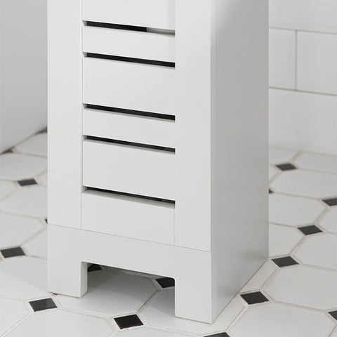 Rootz Narrow Toilet Paper Cabinet - Bathroom Storage - Space Saver - MDF Construction - Mold Resistant - Air-Permeable Slats - 20cm x 79cm x 18cm