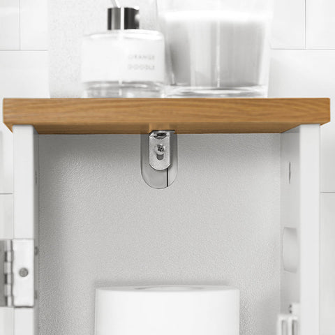 Rootz Narrow Toilet Paper Cabinet - Bathroom Storage - Space Saver - MDF Construction - Mold Resistant - Air-Permeable Slats - 20cm x 79cm x 18cm