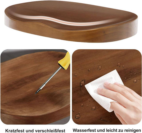 Rootz Wooden Bar Stool - Kitchen Island Stool - Solid Wood Seat - Height Adjustable - Rotatable - Ergonomic Footrest - φ 41cm - Brown - Rust-Proof - 41.5cm x (60-81cm) x 31.5cm