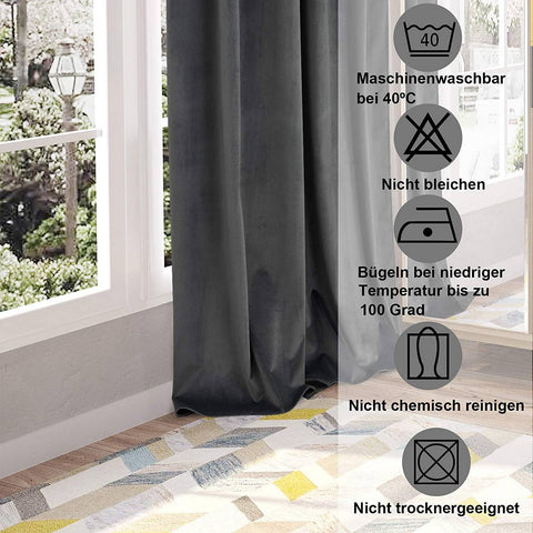 Rootz Luxe Fluwelen Verduisteringsgordijnen - Gordijnen - Raambekleding - Lichtblokkering - Thermische isolatie - Eenvoudige installatie - 140 cm x 225 cm/245 cm/270 cm