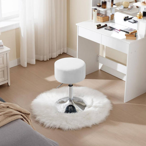 Rootz Corduroy Adjustable Swivel Stool - Makeup Chair - Furniture Seating - Breathable Seat - 33.5cm x (52-67cm) x 33.5cm