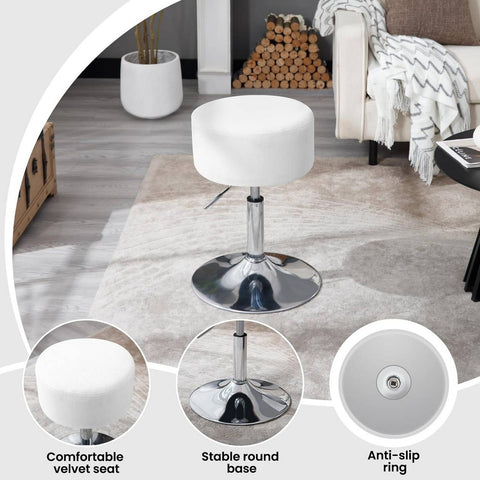 Rootz Corduroy Adjustable Swivel Stool - Makeup Chair - Furniture Seating - Breathable Seat - 33.5cm x (52-67cm) x 33.5cm