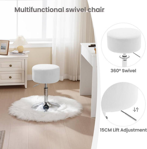 Rootz Corduroy Adjustable Swivel Stool - Makeup Chair - Furniture Seating - Breathable Seat - 33.5cm x (52-67cm) x 33.5cm