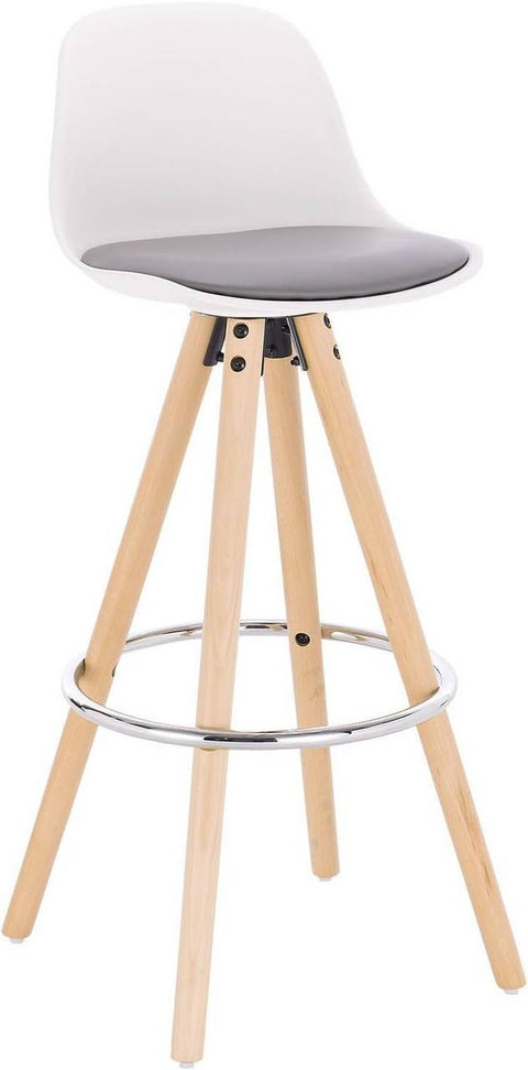 Rootz Bar Stool - Breakfast Stool - Kitchen Stool - Faux Leather - 38.5cm x 33cm x 96.5cm - Chrome Plated Footrest - Ergonomic Design