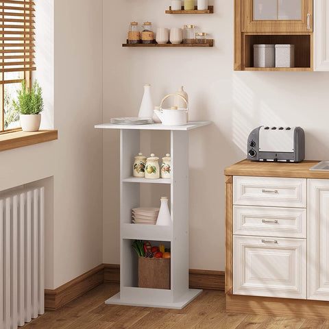Rootz Bar Table with Storage Shelves - High-Quality Wood Multifunctional Tall Square Table - Water-Repellent & Scratch-Resistant - 60cm x 60cm x 112cm