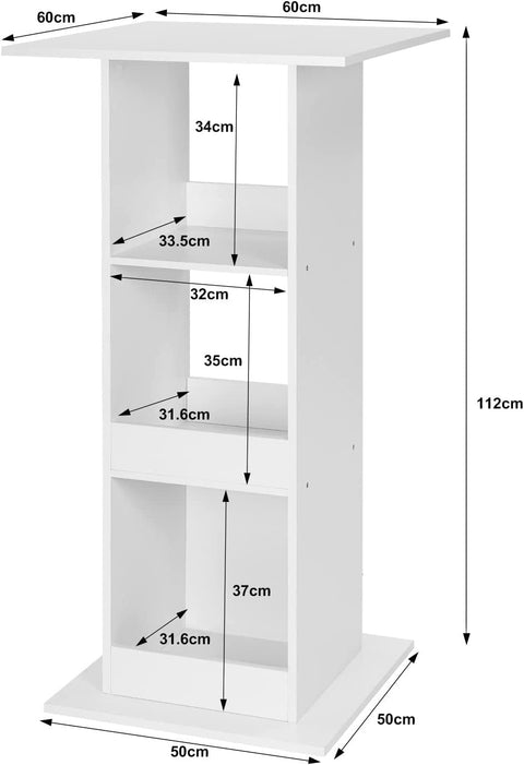 Rootz Bar Table with Storage Shelves - High-Quality Wood Multifunctional Tall Square Table - Water-Repellent & Scratch-Resistant - 60cm x 60cm x 112cm