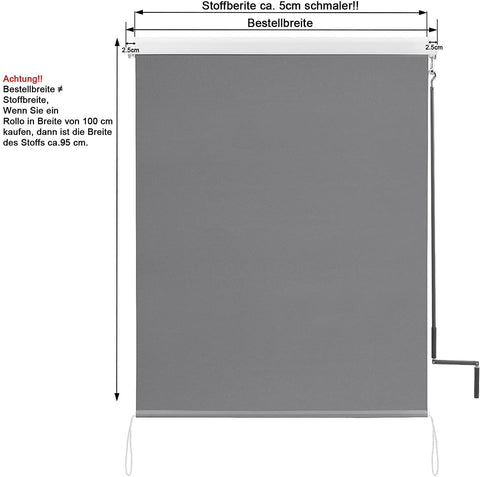 Rootz Vertical Awning - Balcony Awning - Patio Shade - UV Protection - Weather Resistant - Easy Crank System - 140x140 cm