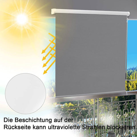 Rootz Vertical Awning - Balcony Awning - Patio Shade - UV Protection - Weather Resistant - Easy Crank System - 140x140 cm