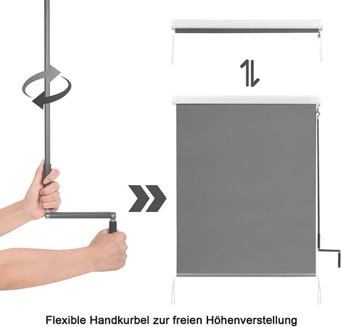 Rootz Vertical Awning - Balcony Awning - Patio Shade - UV Protection - Weather Resistant - Easy Crank System - 140x140 cm