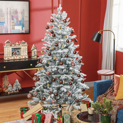 Rootz Artificial Christmas Tree - Snow Covered Xmas Tree - Lifelike Branches - Flame-Retardant - Ø110cm x 180cm