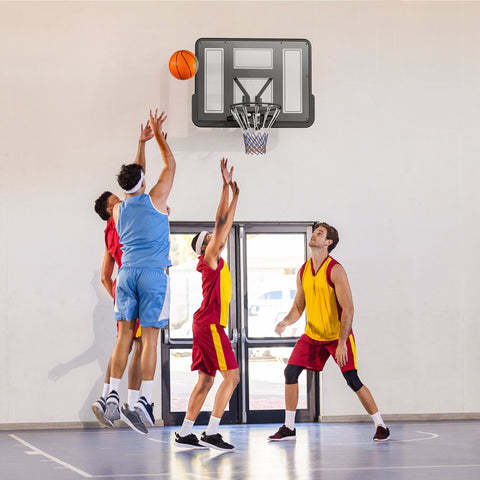 Rootz Wall Mounted Basketball Hoop - Tear Resistant Net - Weather Resistant - Durable - 110x75cm Shatterproof Backboard - Indoor Outdoor Use