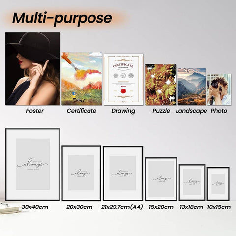 Rootz Aluminum Photo Frame - Picture Frame - Wall & Table Display - Plexiglass - 10x15cm to 30x40cm - Premium Metal Structure - Home Decor