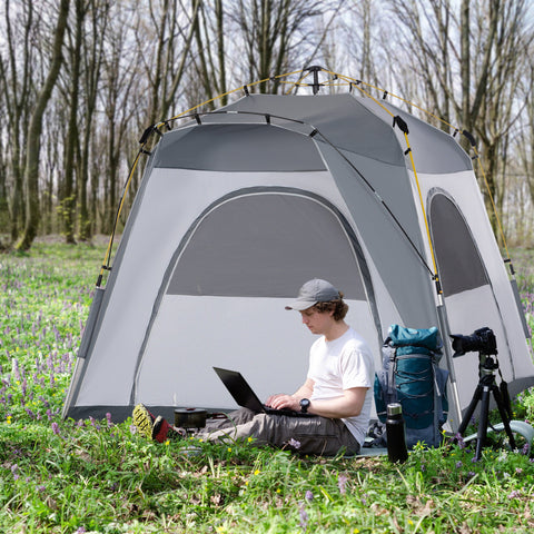 Rootz Family Camping Tent - Domo Tent - Pop-Up Tent - Waterproof & Lightweight - 2.4L x 2.4W x 1.99H m - Easy Setup & Well Ventilated
