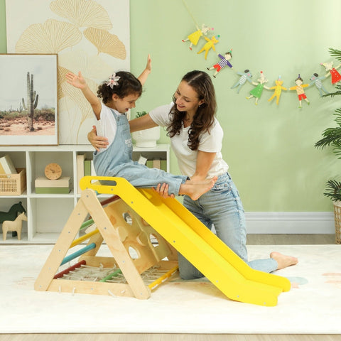 Rootz 4-in-1 Pikler Climbing Frame Set - Indoor Playground - Adventure Playset - Pine Wood - 119cm x 63cm x 61cm