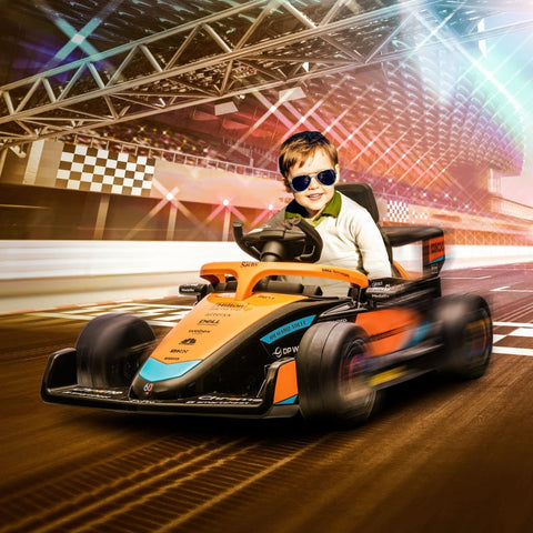 Rootz McLaren Licensed Electric Car for Kids - Formula 1 Car - Dual Motors - Aerodynamic Design - Horn, USB, Music - Remote Control - 115cm x 67cm x 50cm