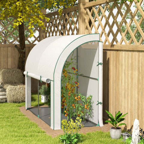 Rootz Wall Mounted Greenhouse - Plant House - Garden Shelter - Weed Barrier - 200 x 80 x 157cm White