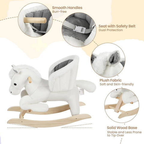 Rootz Rocking Horse - Toddler Rocker - Kids' Ride-on Toy - Enhanced Balance, Uncompromised Safety, Comfortable Design - Plush and Wood - 70cm x 57cm x 28cm