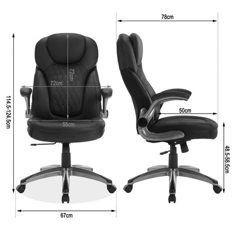 Rootz Executive Chair - Office Swivel Chair - Ergonomic Office Chair - Adjustable Height - PU Mesh - 67cm x (114.5-124.5)cm x 78cm