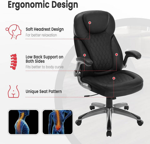 Rootz Executive Chair - Office Swivel Chair - Ergonomic Office Chair - Adjustable Height - PU Mesh - 67cm x (114.5-124.5)cm x 78cm