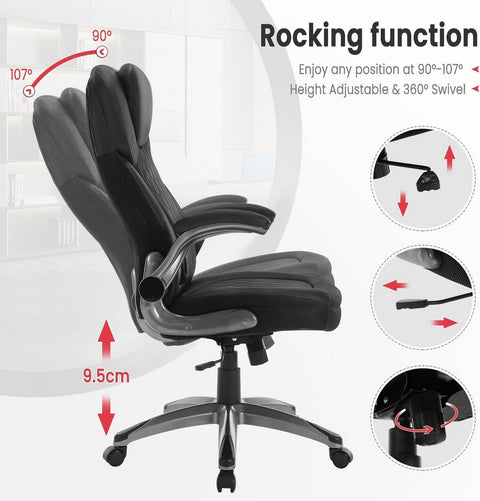 Rootz Executive Chair - Office Swivel Chair - Ergonomic Office Chair - Adjustable Height - PU Mesh - 67cm x (114.5-124.5)cm x 78cm