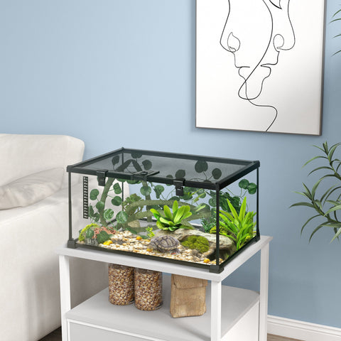 Rootz Reptile Box Terrarium - Habitat Enclosure - Animal Cage - Ventilated & Secure - 50cm x 30cm x 25cm - Ideal for Reptiles & Spiders