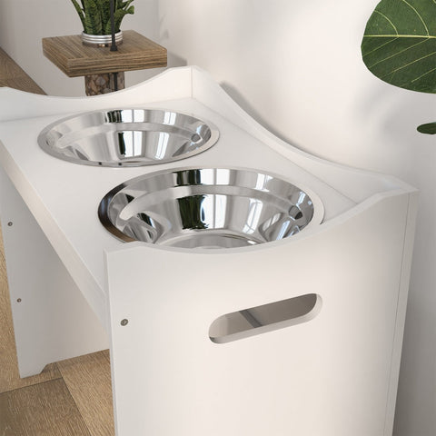 Rootz Adjustable Feeding Station - Durable Pet Feeder - Stylish Dog Bowl Stand - Ergonomic Design - Easy to Clean - 54cm x 31.5cm x 47cm - MDF & Stainless Steel
