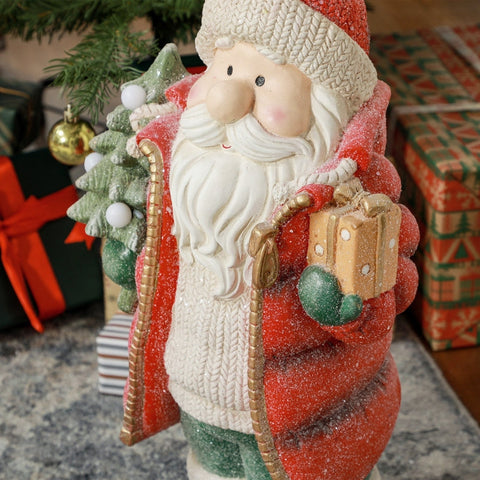 Rootz Santa Claus Christmas Decoration - Holiday Decor - LED Lights - Battery Operated - Festive Atmosphere - 26.5cm x 21cm x 50cm