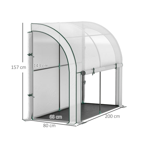 Rootz Wall Mounted Greenhouse - Plant House - Garden Shelter - Weed Barrier - 200 x 80 x 157cm White