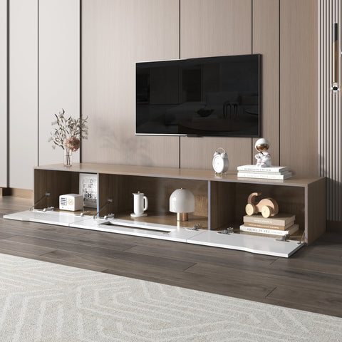 Rootz High Gloss TV Cabinet - Entertainment Stand - Media Console - LED Lighting - 180cm x 35cm x 30cm
