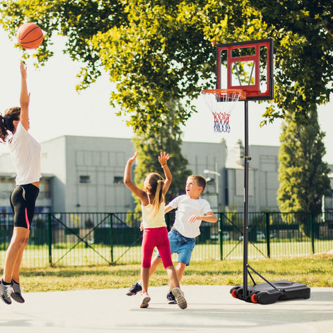 Rootz Adjustable Basketball Stand - Rollable Hoop - Freestanding Set - Height Adjustable - 75L x 45W x 205-261H cm