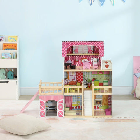 Rootz 3-Story Dollhouse - Playhouse - Doll House - Promotes Imagination - 114.5cm x 32cm x 92.1cm