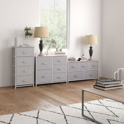 Rootz Fabric Chest of Drawers - Storage Unit - Dresser - Modern Design - 45W x 30D x 92H cm - Metal Frame - Space-Saving Solution