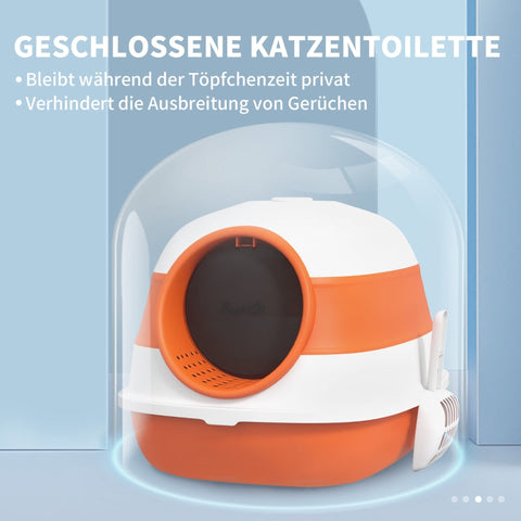 Rootz Cat Toilet - Cat Litter Box - Feline Privacy Enclosure - Prevents Litter Scatter - Odor Control - Easy Cleaning - 52cm x 41cm x 38cm - Plastic, ABS