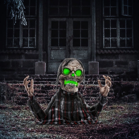 Rootz Halloween Animated Decoration - Creepy Skeleton - Spooky Props - Glowing Mouth & Eyes - Eerie Howls - 40cm x 16cm x 70cm