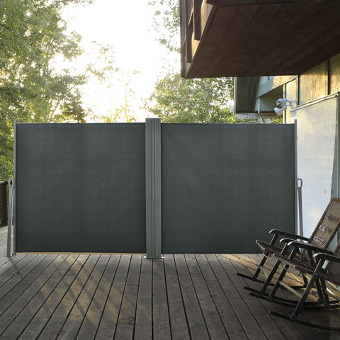 Rootz Double Side Extendable Privacy Screen - Fence - Windbreak - UV Resistant - 600cm x 160cm - Grey