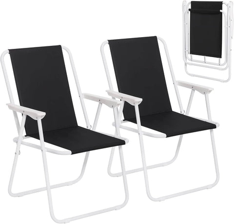Rootz Folding Camping Chair Set - Beach Chair - Portable Chair - Lightweight & Foldable - Stable Iron Tubes - 58cm x 53cm x 76cm