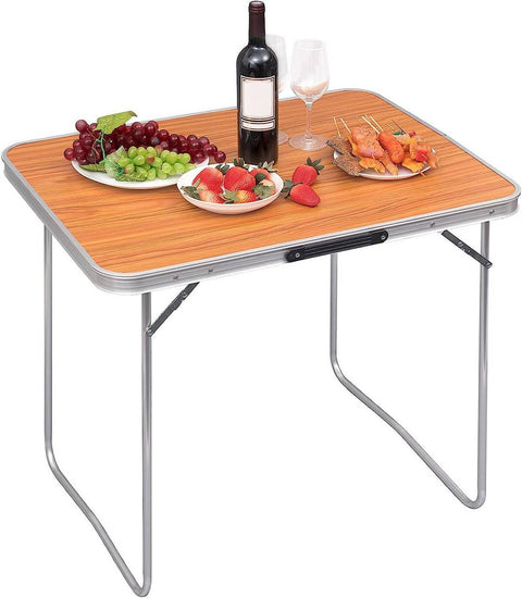 Rootz Folding Camping Table - Aluminum Portable Table - Compact & Lightweight - MDF Top - 60cm x 70cm x 80cm