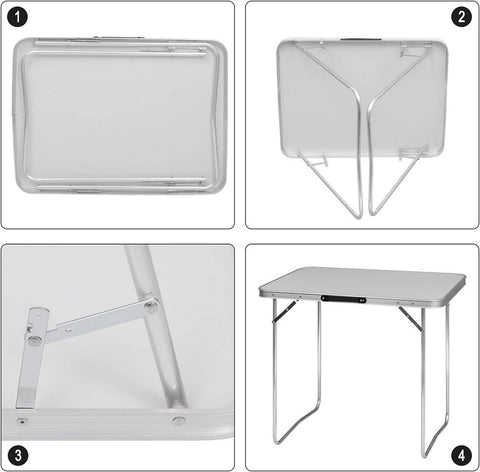 Rootz Portable Aluminum Camping Table - Folding Outdoor Table -Compact Foldable Table - Lightweight - 60cm x 70cm x 80cm