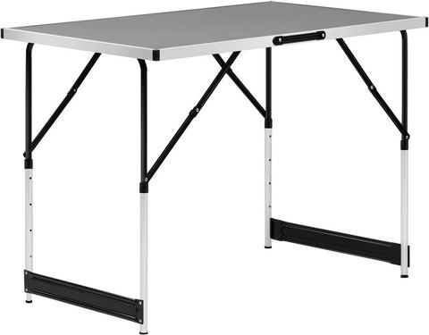 Rootz Aluminum Folding Camping Table - Portable Outdoor Table - Adjustable Height - Lightweight - Easy to Clean - 60cm x 100cm