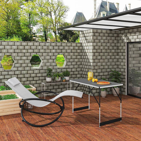 Rootz Aluminum Folding Camping Table - Portable Outdoor Table - Adjustable Height - Lightweight - Easy to Clean - 60cm x 100cm