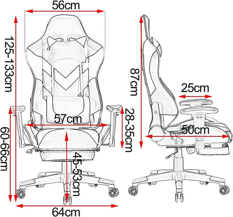 Rootz Ultimate Gaming Chair - Bureaustoel - Fauteuil - Schuim met hoge dichtheid - Verstelbare steun - Ergonomisch ontwerp - 57 cm x 50 cm x 125-133 cm