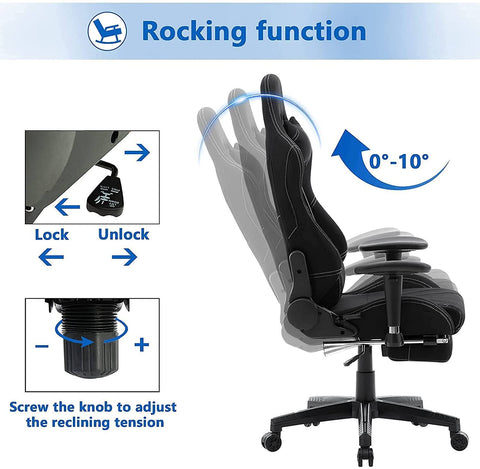 Rootz Ultimate Gaming Chair - Bureaustoel - Fauteuil - Schuim met hoge dichtheid - Verstelbare steun - Ergonomisch ontwerp - 57 cm x 50 cm x 125-133 cm