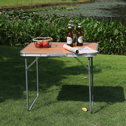 Rootz Folding Camping Table - Portable Picnic Table - Outdoor Dining Table - Rust-Proof - Aluminum Alloy - 70cm x 60cm x 50cm