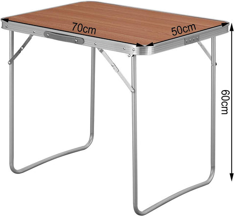 Rootz Folding Camping Table - Portable Picnic Table - Outdoor Dining Table - Rust-Proof - Aluminum Alloy - 70cm x 60cm x 50cm